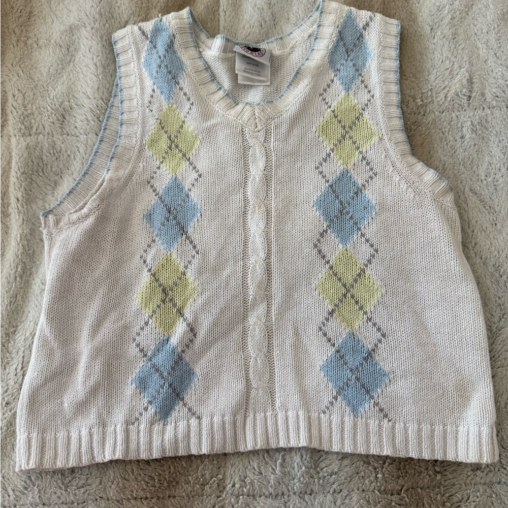 Good Lad White and Sky Blue Knit Vest